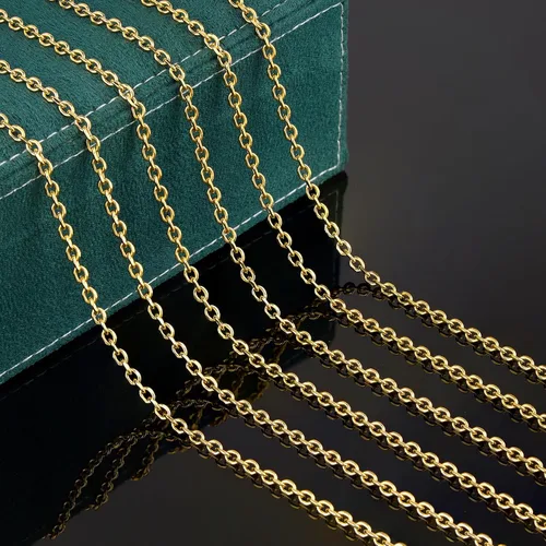 Vista 4 de UMAOKANG - Cadenas de acero inoxidable chapadas en oro de 16.4 pies para fabricación de joyas 1.0 cable de oro