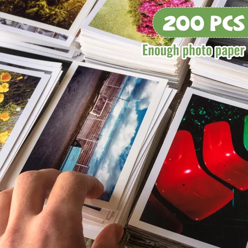 Vista 5 de Fuutreo 200 hojas de papel fotográfico brillante 4 x 6 pulgadas 200 g/m² para impresora, papel fotográfico blanco para impresora de inyección