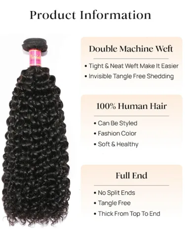 Vista 8 de Nadula Cabello humano rizado malasio, 3 paquetes de 12 10 8 pulgadas, 100% sin procesar virgen Jerry extensiones de trama de cabello humano rizado
