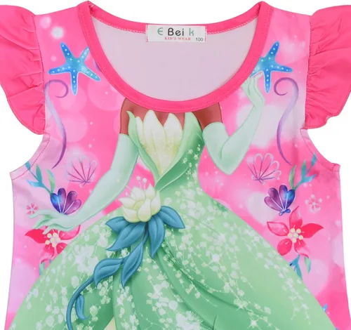 Vista 2 de AOVCLKID Little Girls Princess Costume Girls Casual Cartoon Printed Dress
