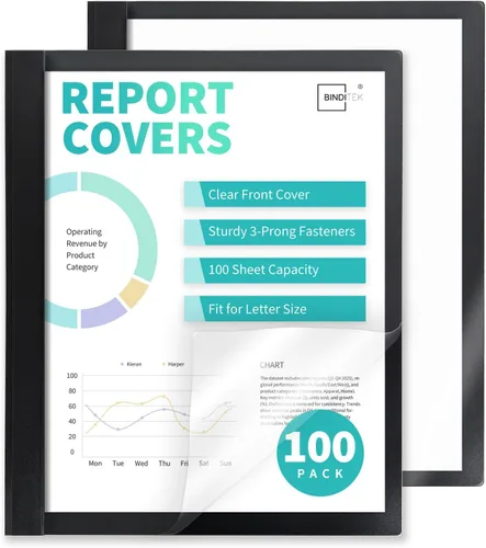 Vista 14 de Cubiertas de informes resistentes con 3 puntas, capacidad para 100 hojas Negro