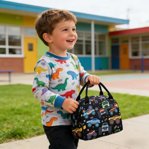 Vista 9 de CAMTOP Bolsa de almuerzo para niños, bonita lonchera aislada para niños y niñas, loncheras a prueba de fugas para la escuela