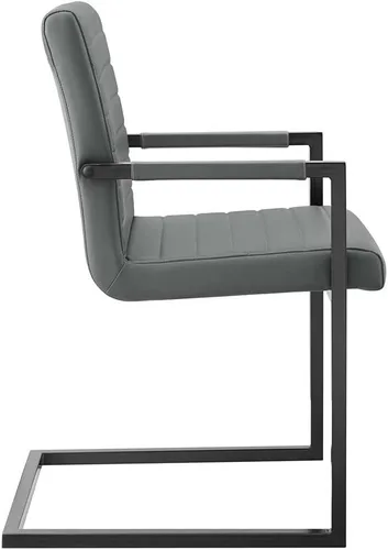Vista 4 de Modway Savoy - Silla de comedor de cuero vegano en color gris - Juego de 2