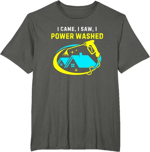 Vista 6 de Camiseta con texto en inglés "I Came, I Saw, I Power Washed Funny Power Washing", Negro