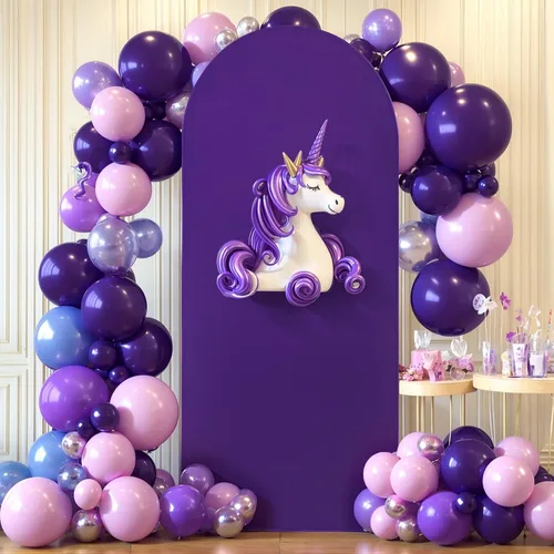 Vista 137 de Baby Blue Arch Backdrop Cover, 6FT Spandex Fitted Wedding Arch Stand Covers Round Top Chiara Backdrop Cover for Birthday Party Ceremony Banquet Azul