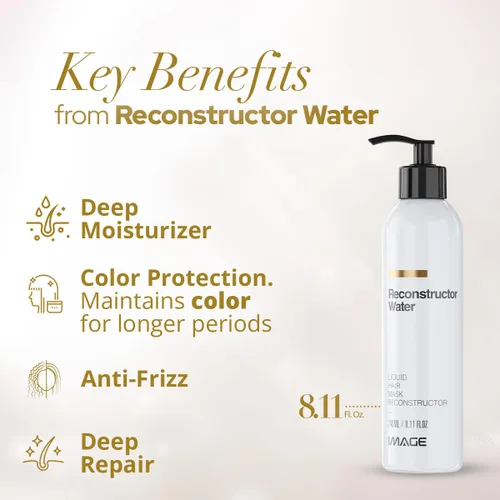 Vista 4 de Image Reconstructor Water - Mascarilla líquida para cabello dañado y tratado químicamente - Repara, hidrata y protege con pantenol, aminoácidos