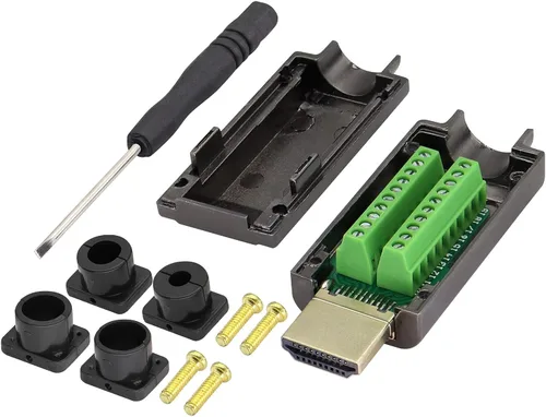 Vista 3 de Adaptador de terminal de tornillo HDMI sin soldadura, módulo HDMI macho sin soldadura, caja de conexiones, conector de cable HD, módulo de señal