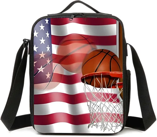 Vista 13 de CAIWEI Bolsa de almuerzo Galaxy con aislamiento para lonchera (baloncesto de torneado)