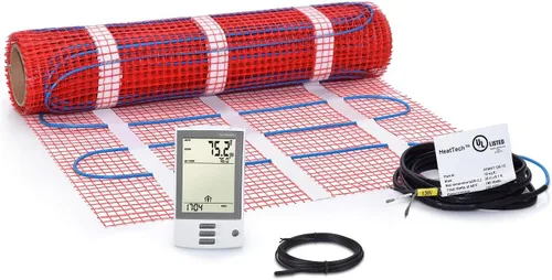 Vista 14 de Kit de alfombrillas calefactoras de suelo de 7.5 pies cuadrados de 120 V, sistema eléctrico de calefacción de suelo radiante, termostato