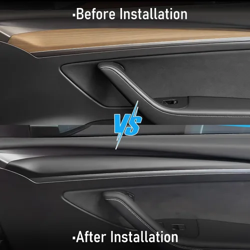 Vista 2 de Cubierta de salpicadero y moldura de puerta para Tesla Model Y/3 Matte black ABS interior trim wrap for 2019-2023 Model Y & 2021-2023 Model 3