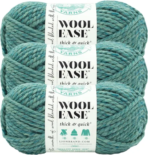 Vista 78 de Lion Brand Yarn - Ovillo de lana Wool-Ease Thick & Quick color fuerza aérea Super Bulky Wool Acrylic Blend Fiber for Soft Hats, Sweaters, Chunky