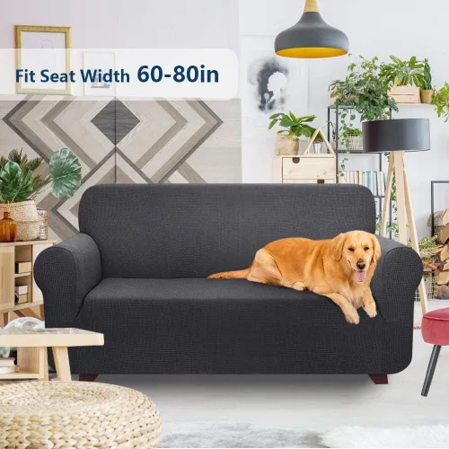 Vista 2 de iCOVER - Funda de sofá de una pieza de alta elasticidad, lavable a máquina, tela jacquard de elastano, parte inferior elástica antideslizante, sofá