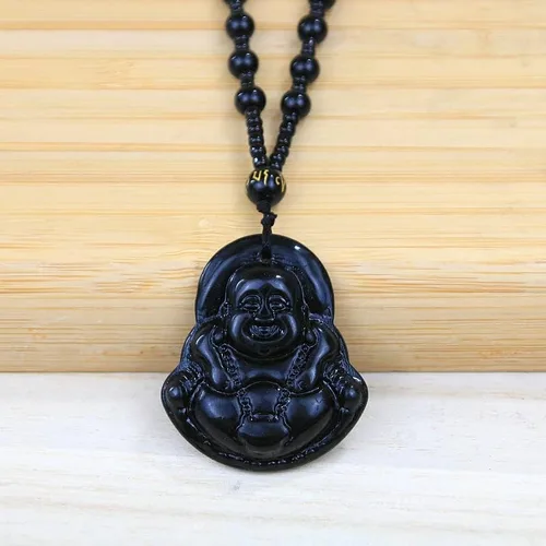 Vista 2 de Collar de Buda para mujer, para hombre, collar con colgante de jade de Buda que se ríe, delicado y lindo regalo de joyería de moda