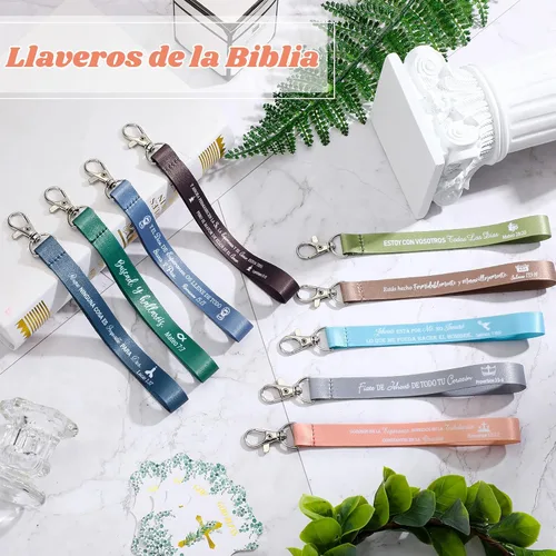 Vista 6 de 45 llaveros cristianos a granel inspiradores con versículos bíblicos, llaveros de poliéster con escritura, regalos de fiesta religiosa