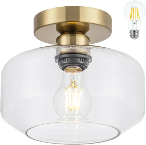Vista 15 de Lámpara de techo empotrada de vidrio ahumado con LED de 1200 lúmenes, color negro champán dorado de 8.66 pulgadas, accesorio clasificado para Negro