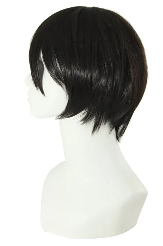 Vista 2 de MapofBeauty 12 pulgadas/30 cm Hombres corto recto Cosplay traje peluca, negro