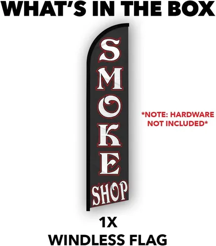 Vista 4 de Infinity Republic - Bandera de manga completa sin viento de Smoke Shop (negro) - Perfecto para tiendas de humo, negocios, tiendas de vapeo, ferias