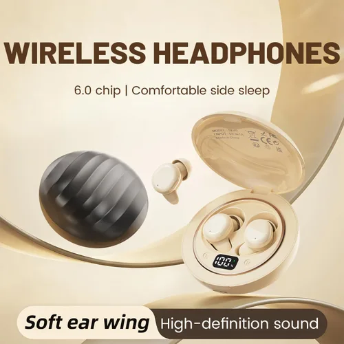 Vista 6 de Mini auriculares Bluetooth invisibles, Bluetooth 6.0 con cancelación de ruido para dormir de lado, auriculares pequeños ajuste cómodo para dormir
