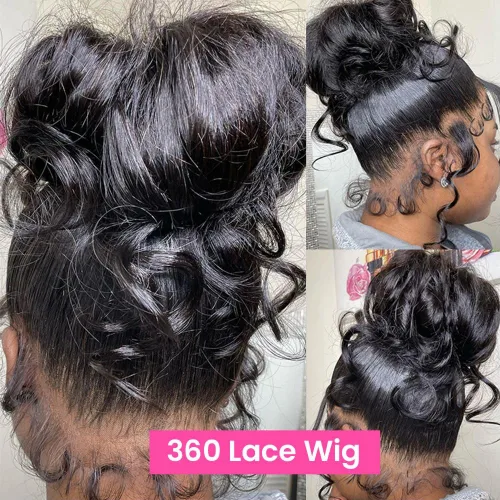 Vista 6 de Pelucas de cabello humano con encaje frontal 360 con cabello de bebé, pelucas de encaje frontal HD, densidad del 200%, pelucas de encaje frontal 360