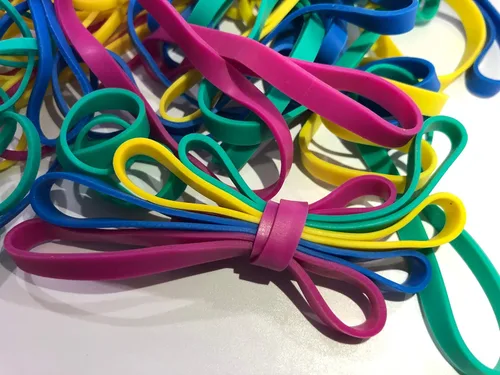 Vista 2 de Bandas de goma de varias dimensiones (#64+#33+#16+#117b), 1/4 libras, banda de goma colorida sin látex, bandas elásticas resistentes para archivos