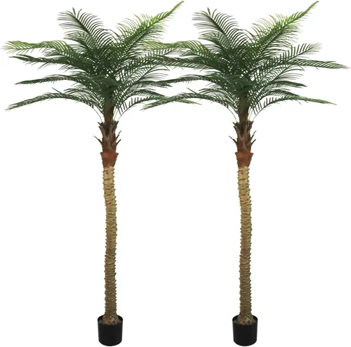 Vista 8 de Palmera artificial de 4.3 pies, planta de palma de sagú falsa grande con 18 hojas de tronco, árbol sintético alto perfecto en maceta para interiores