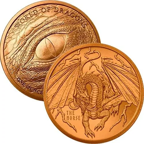 Vista 4 de Jig Pro Shop World of Dragons Series 1 oz .999 Medallón de cobre puro El dragón egipcio