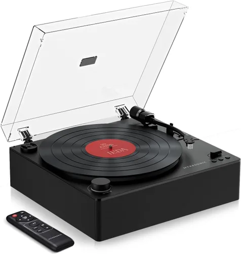 Vista 9 de MYKESONIC - Reproductor de discos automático, tocadiscos de vinilo Bluetooth con transmisión por correa, cartucho magnético AT-3600L, Bluetooth