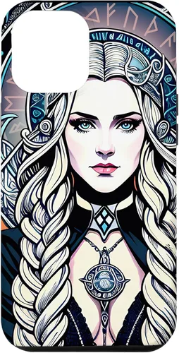 Vista 25 de iPhone 16 Skadi Diosa nórdica, mito vikingo nórdico, runas, estuche de arte nórdico