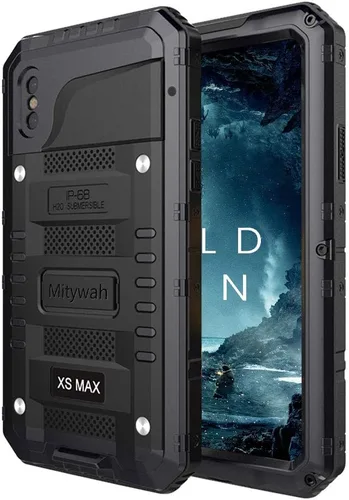 Vista 10 de Mitywah Funda impermeable para iPhone 11, resistente y duradera, de metal, protección de pantalla integrada, impermeable, a prueba de golpes, a Negro