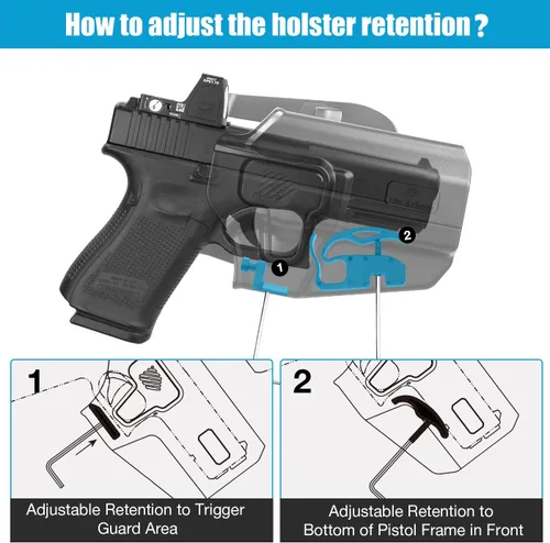 Vista 4 de Universal OWB Holster for Full Size/Compact Pistol, Optic Cut, Fit Glock/S&W/Sig/Springfield/CZ/Beretta/Taurus/Canik/FN/Walther & More, Index Finger