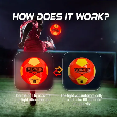 Vista 5 de Balón de fútbol recargable que brilla en la oscuridad, tamaño 5, balón de fútbol que se ilumina, ideal para regalos de fútbol con bomba y cable