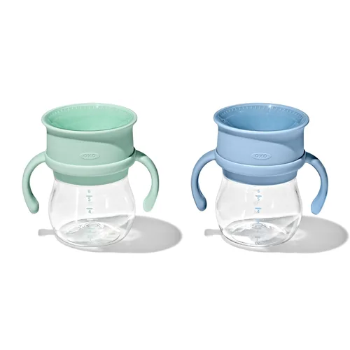 Vista 8 de OXO Tot Transitions - Taza de 360 onzas, 6 onzas con asas, ópalo y flor, paquete de 2