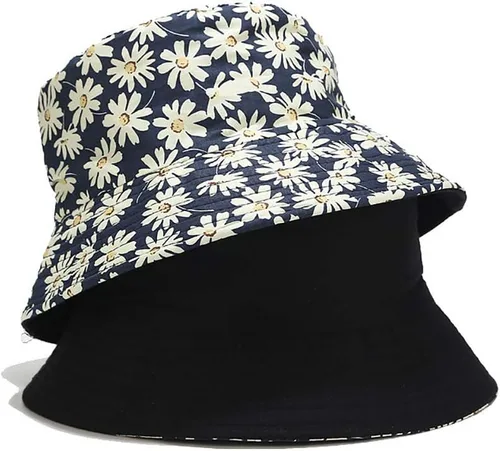 Vista 3 de XYIYI Lindo sombrero de pescador, sombrero de playa para mujer, reversible, con doble lado
