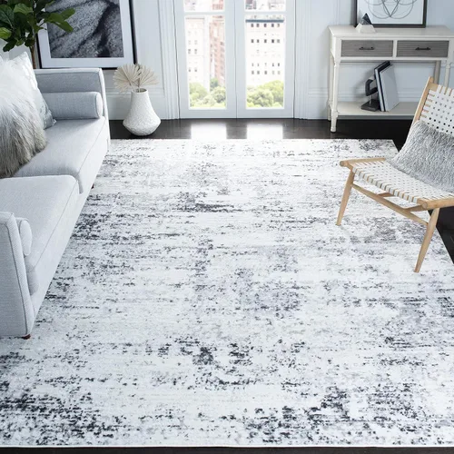 Vista 11 de SAFAVIEH Amelia Collection ALA700A - Alfombra decorativa de 2'2" x 4', diseño moderno abstracto, color marfil y azul, no desprende pelusa y de fácil