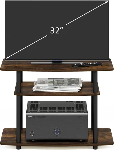 Vista 4 de Furinno Turn-N-Tube - Soporte para televisor de 3 niveles, centro de entretenimiento sin herramientas, consola de TV para televisores de hasta 32