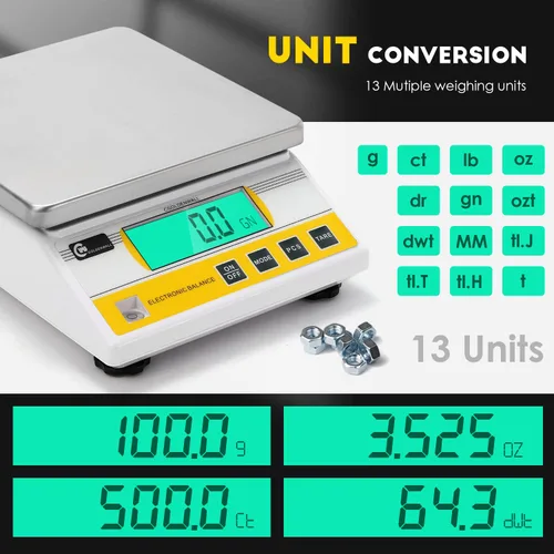 Vista 2 de CGOLDENWALL Balanza electrónica de precisión digital de 22.0 lbs x 0.00 oz, báscula de laboratorio de pesaje industrial y conteo báscula de mesa