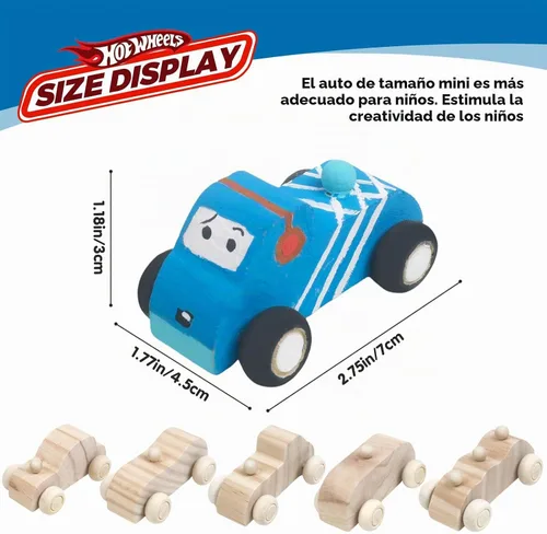 Vista 3 de WANTKA Coches de madera sin terminar, manualidades de madera, kit de madera para estudiantes, actividades familiares, kit de manualidades para niños