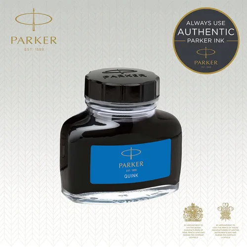 Vista 2 de Parker Botella de tinta para pluma estilográfica, tinta QUINK azul lavable, repuesto de pluma estilográfica de 1.9 fl oz (paquete de 2)