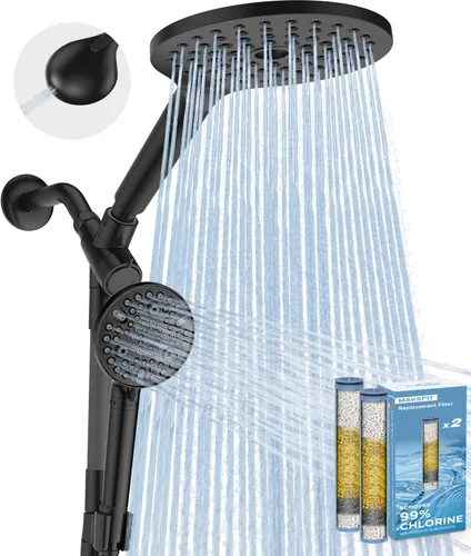 Vista 15 de MakeFit Combo de cabezal de ducha de lluvia con doble filtro, cabezal de ducha de mano de alta presión con barra ajustable, cabezal de ducha