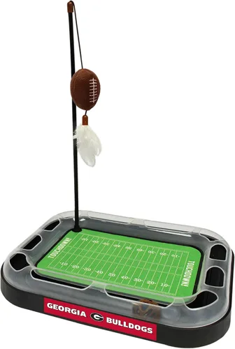 Vista 46 de Pets First NCAA Alabama Crimson Tide Football Field - Juguete rascador para gatos con peluche relleno de hierba gatera y juguete de plumas, con bola