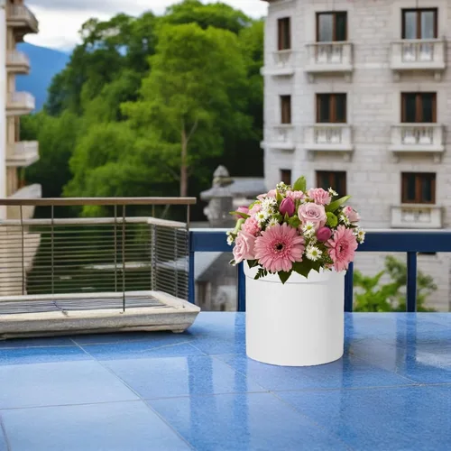 Vista 8 de MAGICLULU Caja de flores redonda de papel colorido Caja de embalaje de papel de flores Cubo de embalaje de flores redondas para fiesta de oficina