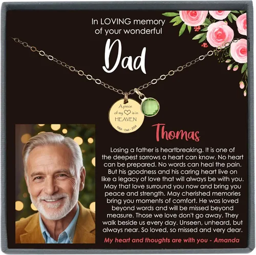 Vista 10 de Regalos conmemorativos por la pérdida del padre, collar de perlas blancas de plata de ley 925 con mensaje significativo