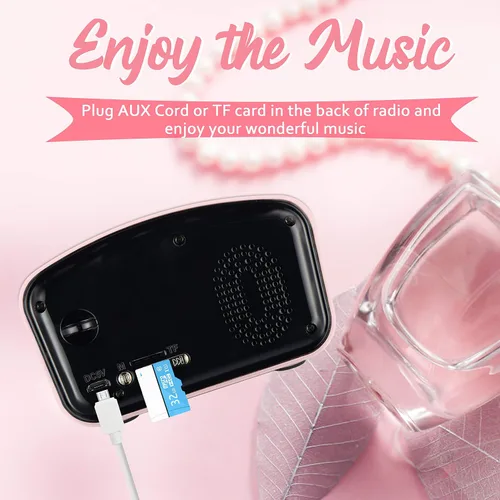 Vista 4 de Altavoz Bluetooth retro FM Radio vintage con volumen fuerte, fuerte mejora de graves, conexión inalámbrica Bluetooth 5.0, volumen fuerte, tarjeta TF