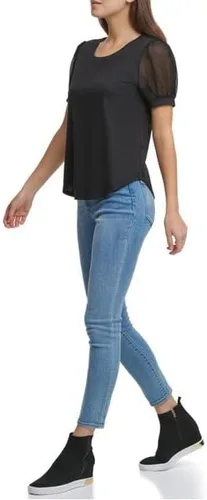 Vista 2 de DKNY Top de punto con mangas abullonadas para mujer