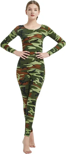 Vista 22 de Full Bodysuit Mono de una pieza para mujer de manga larga, de lycra, estilo zentai Negro