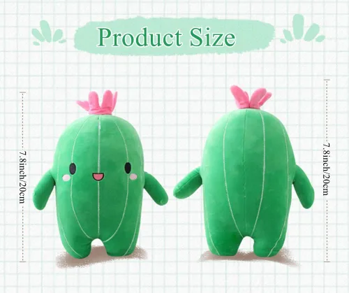 Vista 6 de NatureMan Juguete de peluche de cactus con cara sonriente, súper lindo, almohada de felpa suave de cactus, decoración creativa de plantas de cactus