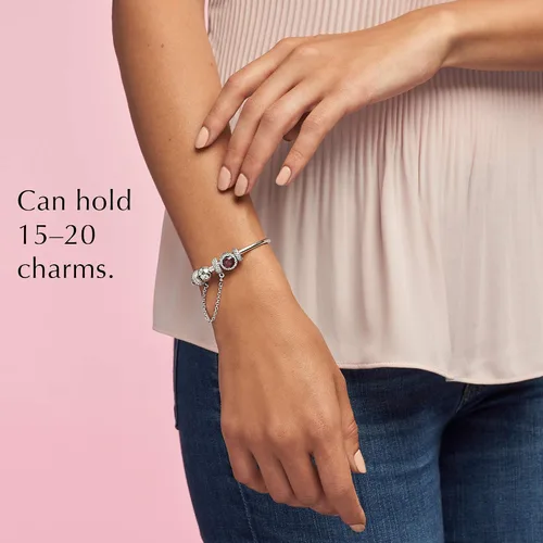 Vista 9 de Pandora - Pulsera de plata de ley con dije, Plata de ley, 19cm, 7.5 in, Plateado, 590713-19