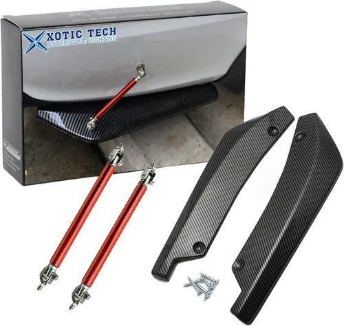 Vista 15 de x xotic tech JDM - Difusor universal para parachoques trasero, divisor de valencia, alerón de alerón, patrón de fibra de carbono con varilla