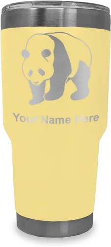 Vista 8 de LaserGram Vaso aislado al vacío de 20 onzas, oso panda, grabado personalizado incluido (negro)