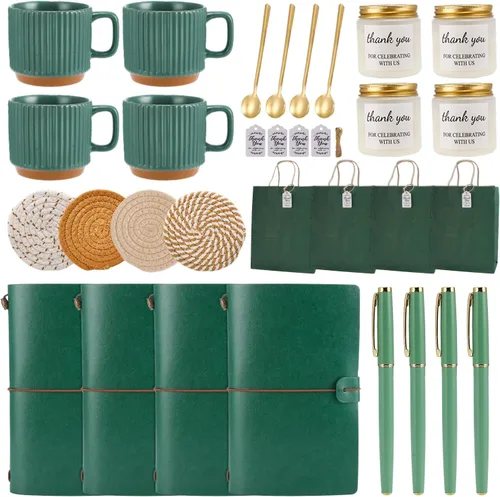 Vista 16 de Premios de baby shower para ganadores de juegos, premios de juegos de baby shower, tazas de cerámica con cucharas de metal, posavasos tejidos